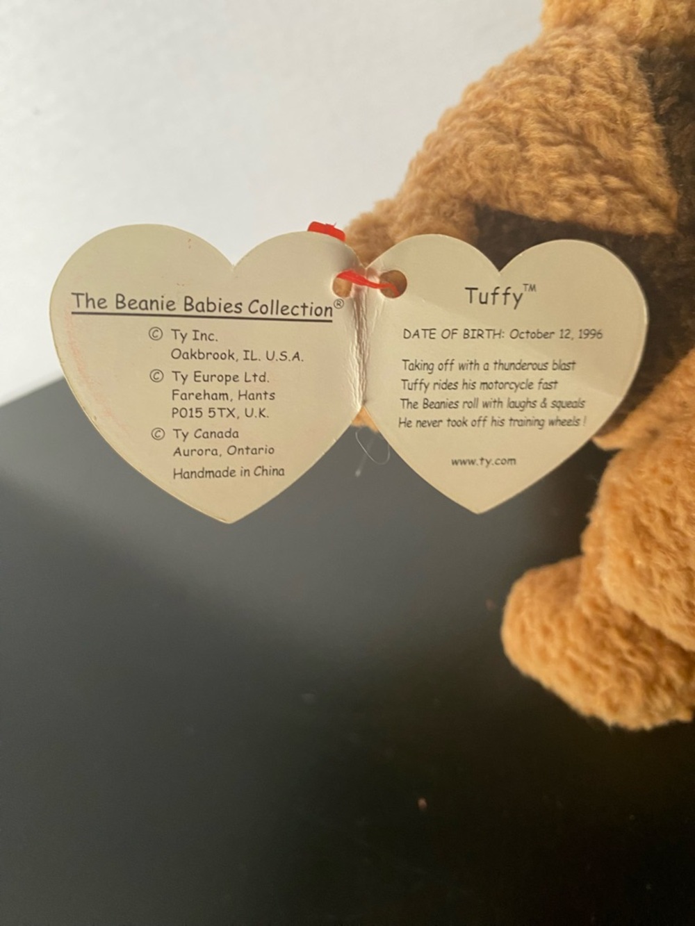 Ty Plush Beanie Baby Tuffy in Brown and Tan